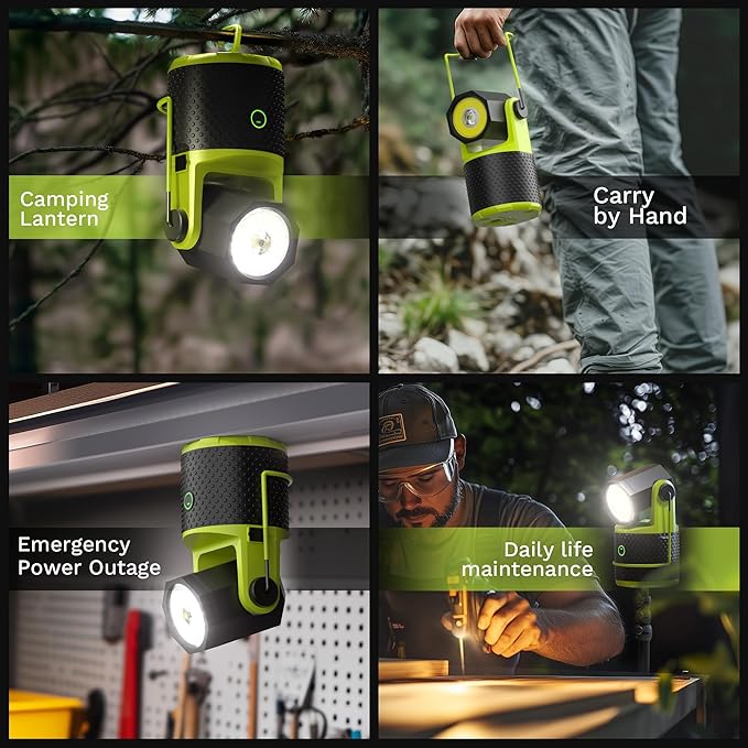 CLAKAP LED Camping Lantern, 3000Lumens Rechargeable 180°Rotatable Flashlight Lantern, Portable