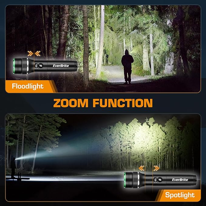 EverBrite Rechargeable LED Flashlight 1000 Lumens, 4 Modes Super Bright Zoomable Flash Light with