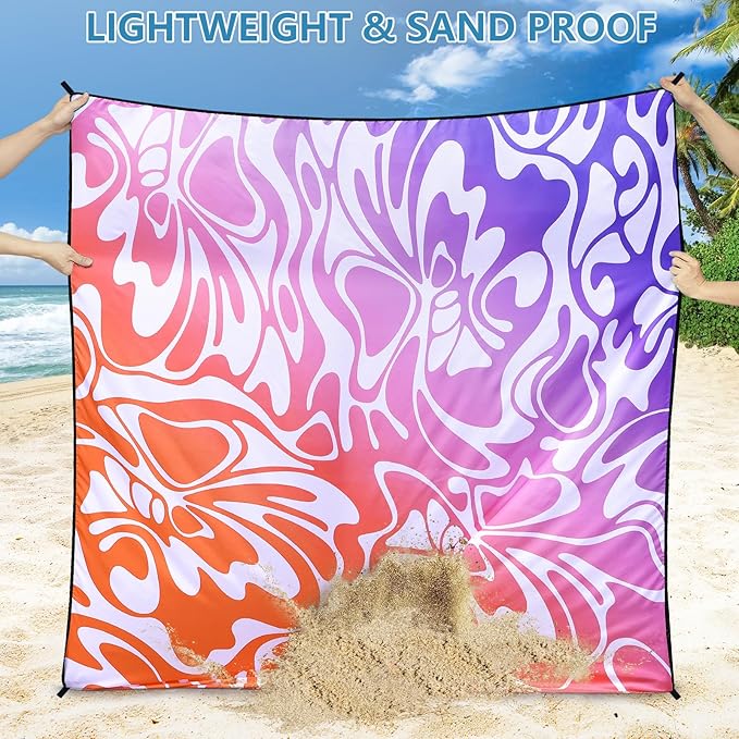 Beach Blanket Waterproof Sandproof Beach Mat 79" X 83"/10'x9'for 2-8 Adults Quick Drying Outdoor