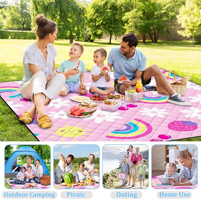 Extra Large Picnic Blanket Waterproof,80"x 80"Foldable Machine Washable Beach Blankets,Outdoor