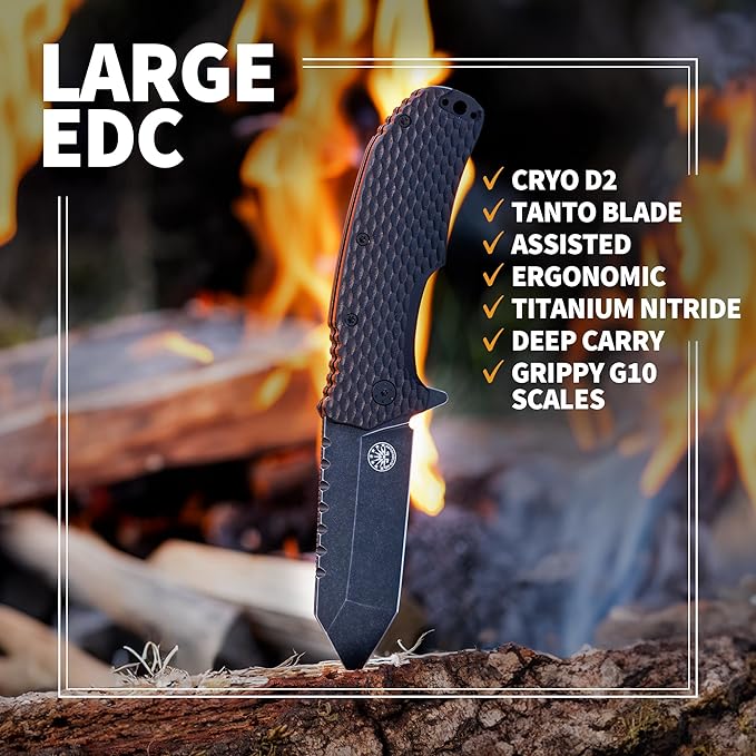 Off-Grid Knives - Rapid Fire Viper, Assisted Tanto Blade, Hard Use Build, Tactical, Camping &