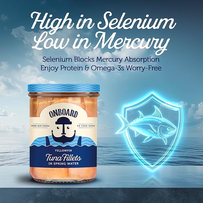 ONBOARD Yellowfin Tuna Fillets, Mediterranean Seafood Diet | Pescatarian Jarred Atun, Fresh Sea