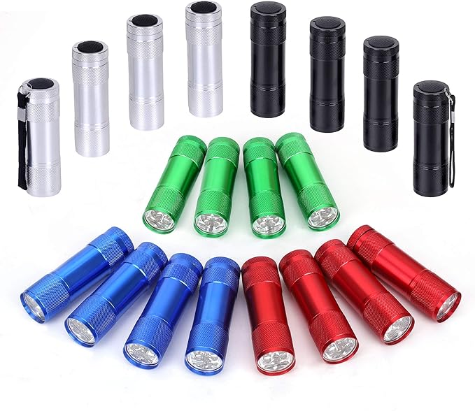 FASTPRO 20-Pack Aluminum 6-LED Flashlights Set with Lanyard and AAA Batteries Included and