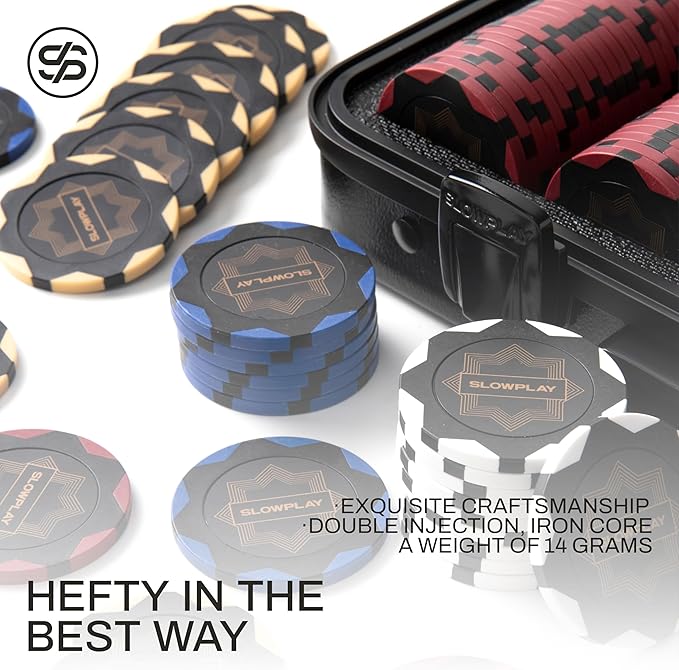 SLOWPLAY Nash 14g Clay Poker Chip Set Black Gold Edition??300PCS Full Set for Texas Hold?™em |