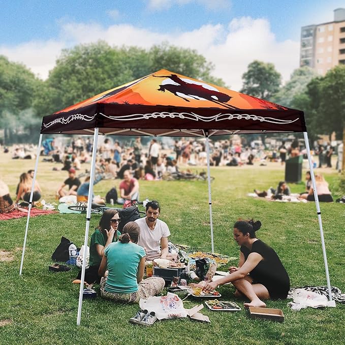 EAGLE PEAK 10x10 Slant Leg Pop-up Canopy Tent Easy One Person Setup Instant Outdoor Beach Canopy