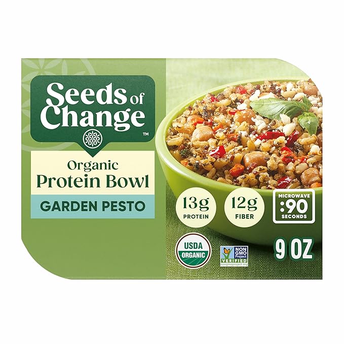 SEEDS OF CHANGE Organic Protein Bowl Garden Pesto, Prepared Entrée, Microwave in 90 Seconds, 9 oz