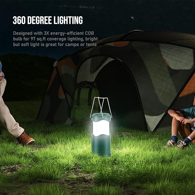 Lichamp LED Camping Lantern, 4 Pack Battery Powered Flashlight for Power Outages, Portable