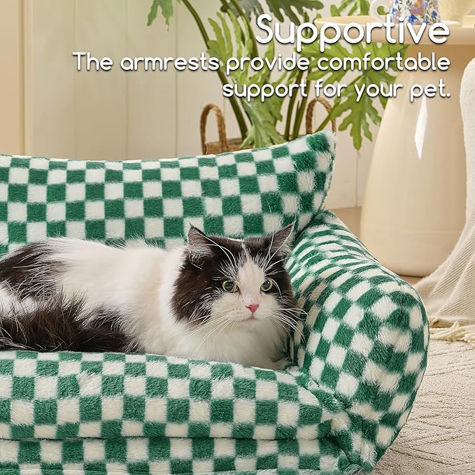 Hollypet Cat Bed Fluffy Plush Mutifuctional Double-Layer Soft Pet Couch Orthopedic Sofa Nest Beds