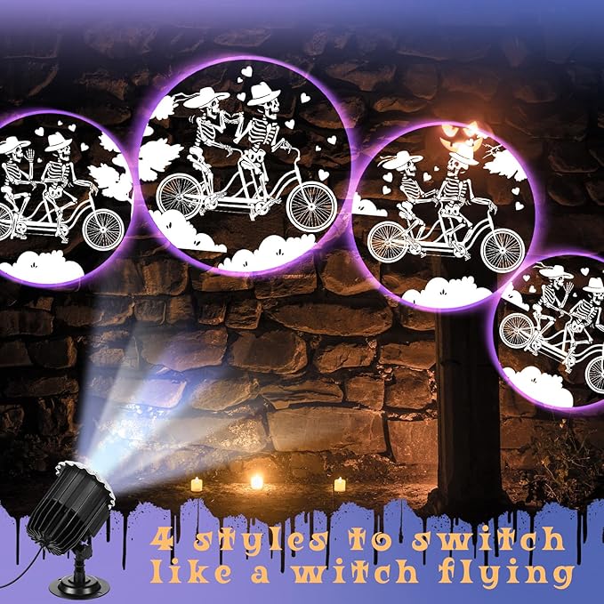 Halloween Projector Light with 1 Film Slides Holiday LED Projector Lights Outdoor Reflectors