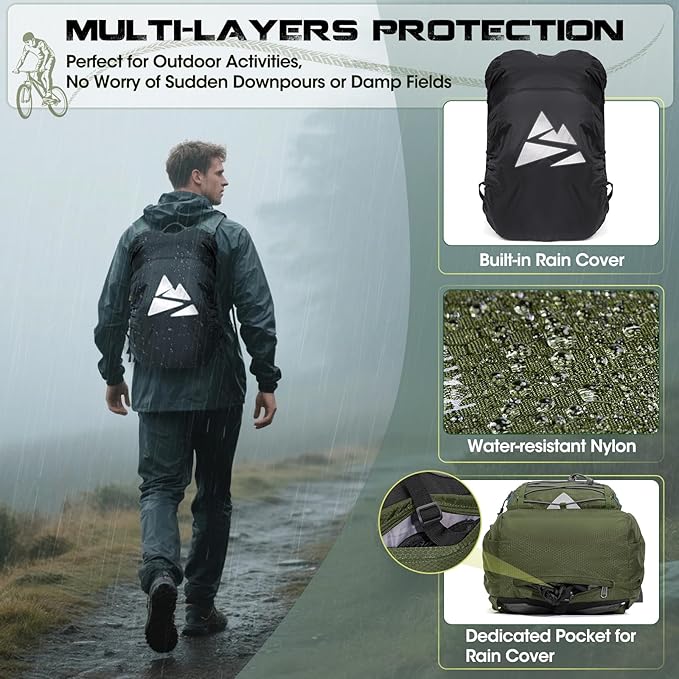 Hydration Backpack with Water Bladder, 18L Lightweight Hiking Backpack for Women&Men Small