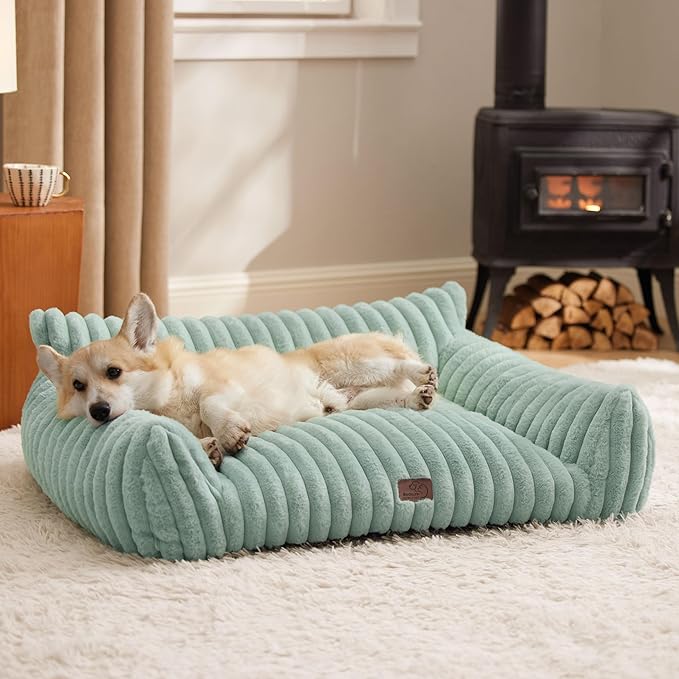 Bedsure Cute Dog Couch for Pets - Fluffy Dog Sofa with Premium Soft Corduroy Fleece, Pet Couch Bed