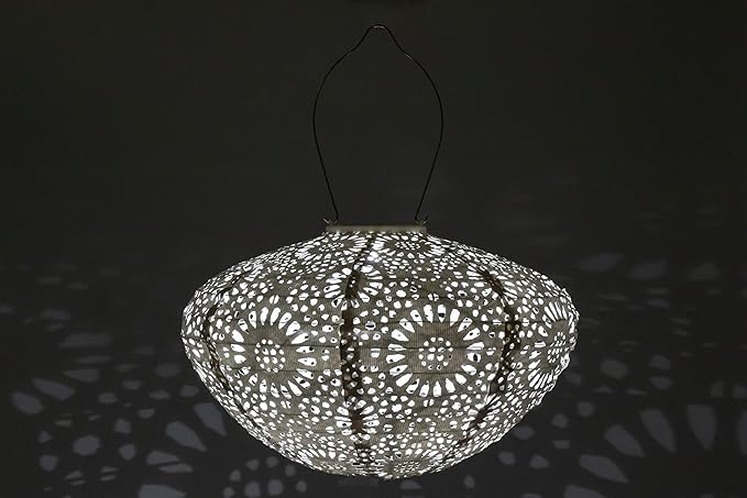 Allsop Soji Stella - Crown Chantilly Lace - 13" Outdoor Solar Latern - White