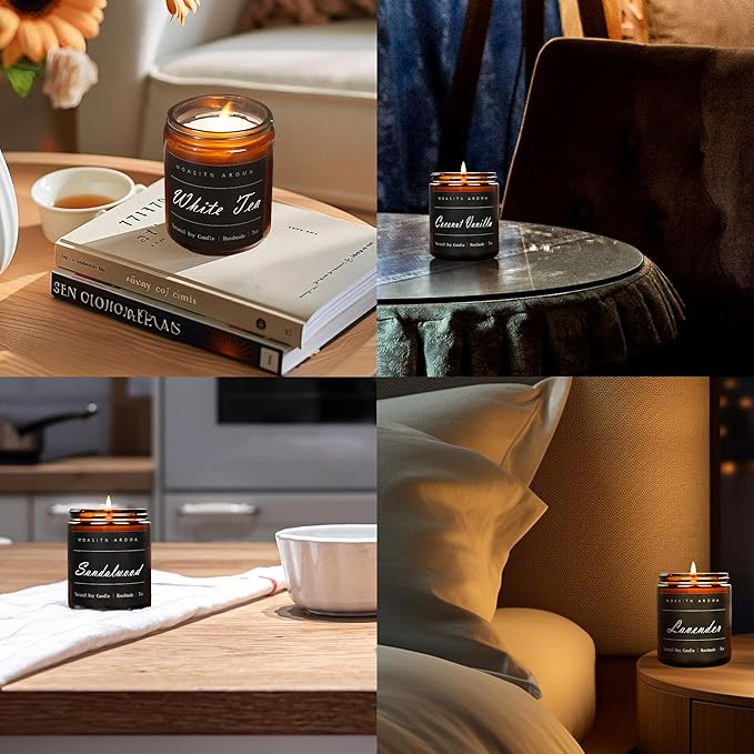 MOASITN Sandalwood Heavenly Scented Candles for Home| Natural Soy Aromatherapy Candle| Handmade
