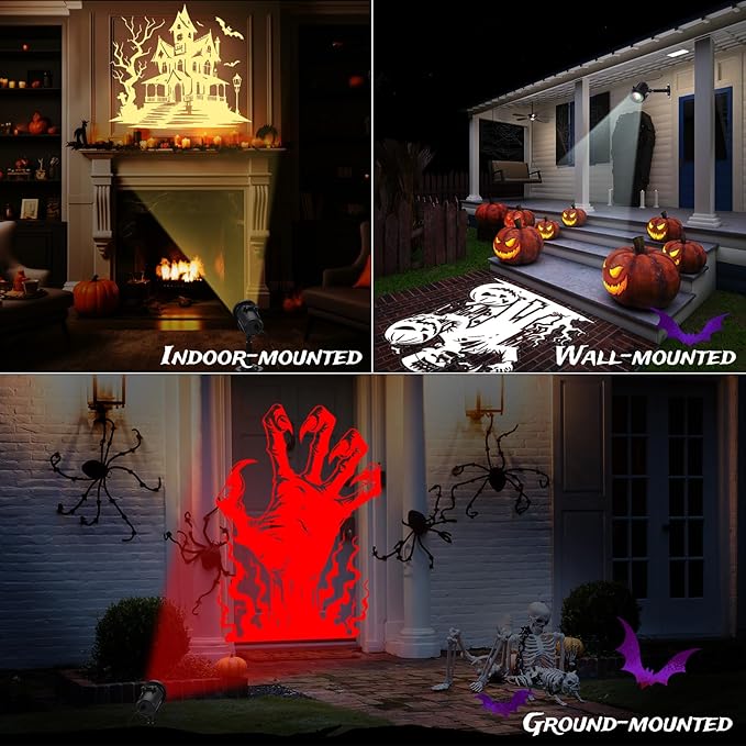 12 in 1 Halloween Projector Outdoor Decoration and Christmas Projector Lights, 2025 Upgraded 3D HD