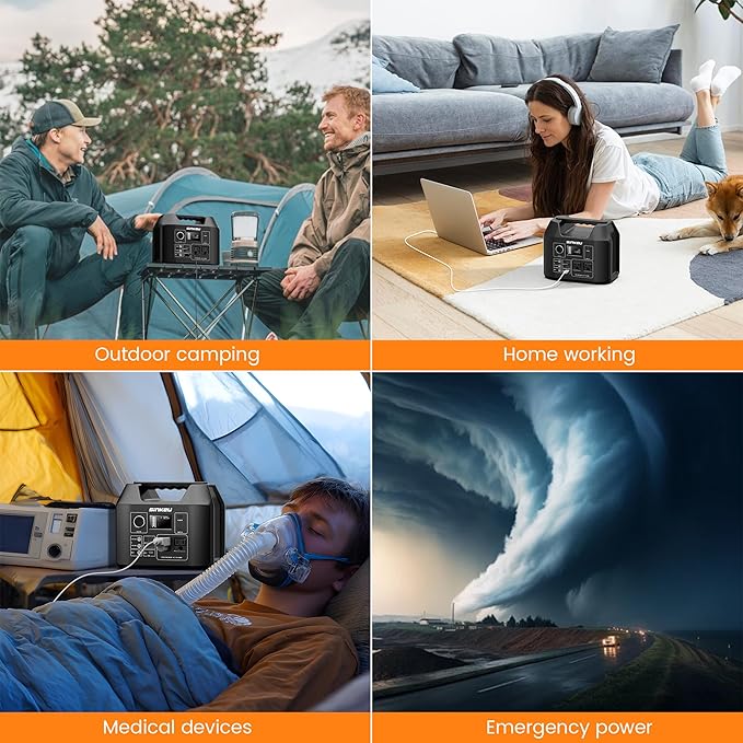 SinKeu Portable Power Station 80000mAh,256Wh LiFePO4 Battery Backup,300W AC Outlets, Power Bank for