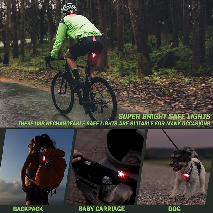 Mudder Running Lights for Runners Rechargeable LED Safety Lamps USB Rechargeable Clip on Strobe