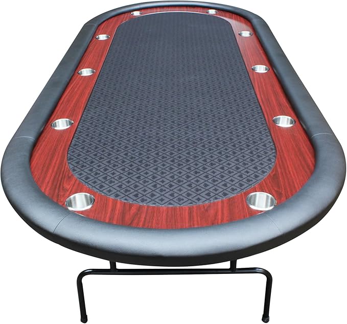 Poker Table 96 inches Light Series for 10 Player Games with Cup Holders Wooden Racetrack Felt