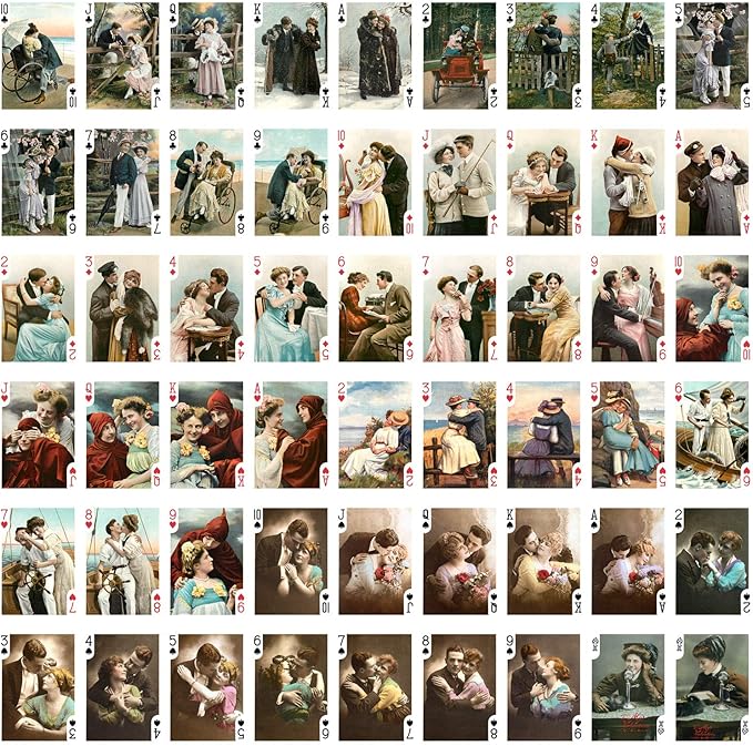 Valentine Day Love Photos Playing Cards (Poker Deck 54 Cards All Different) Vintage Retro Love