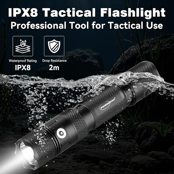 PowerTac E9R G4 Tactical Flashlight ??2550 Lumen Rechargeable LED Flashlights with Magnetic & USB
