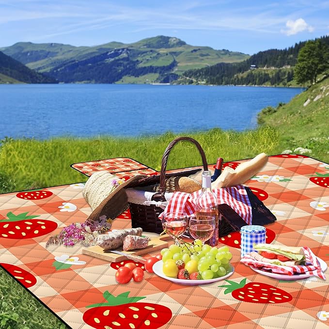 Extra Large Picnic Blanket Waterproof,80"x 80"Foldable Machine Washable Beach Blanket,Outdoor
