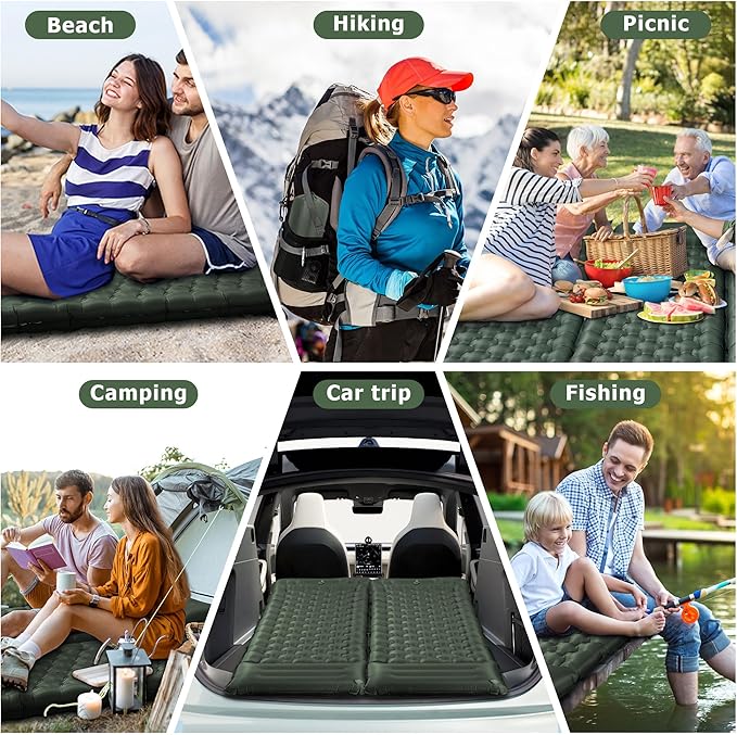 Sleeping Pad for Camping, Ultralight 4.7" Extra-Thick Inflatable Camping Mat with Pillow Built-in