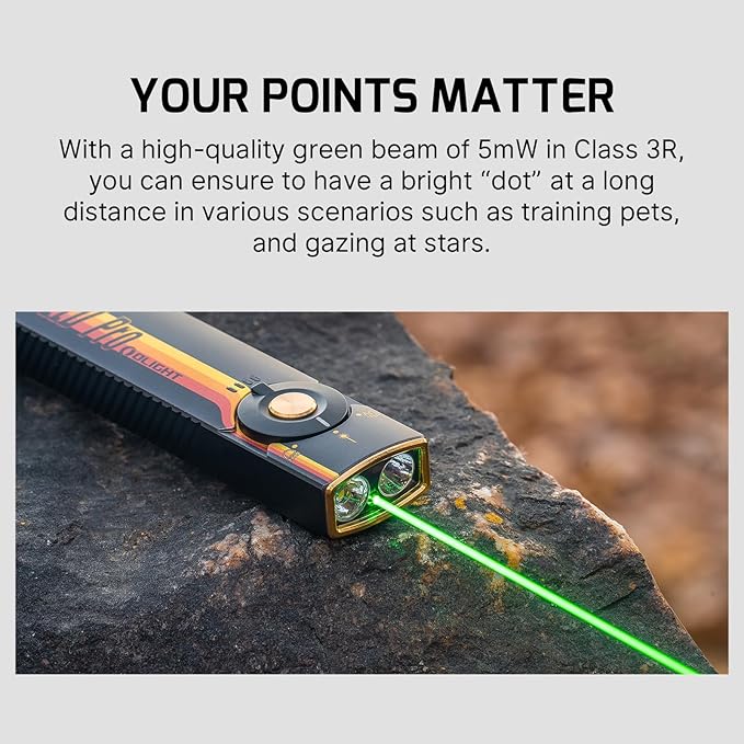 OLIGHT Arkfeld Pro Rechargeable EDC Flat Flashlight with Green Beam, UV and White LED Combo, 1300