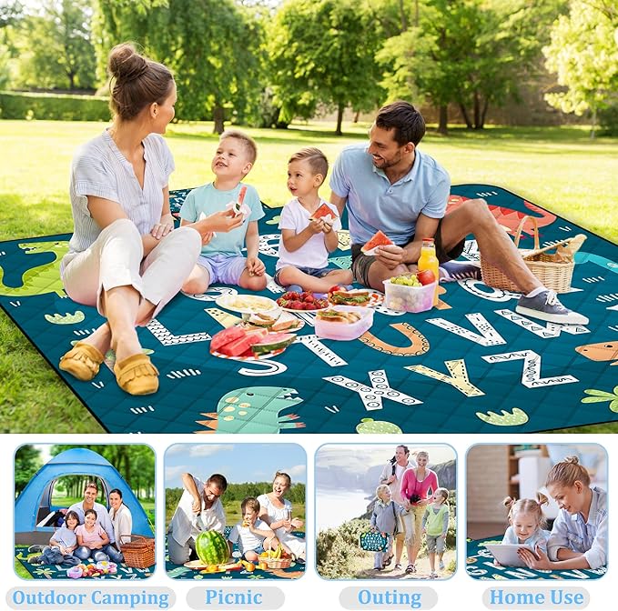 Extra Large Picnic Blanket Waterproof,80"x 80"Foldable Machine Washable Beach Blankets,Outdoor