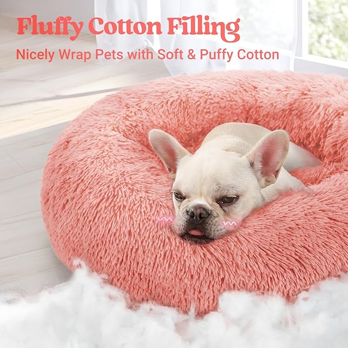 rabbitgoo Calming Dog Bed for Small Medium, 27 inches Pet Bed Machine Washable, Non-Slip Round