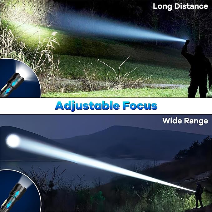 Rechargeable Flashlights 90,000 High Lumens - 2 Pack, Super Bright Flash Light with 7 Lighting