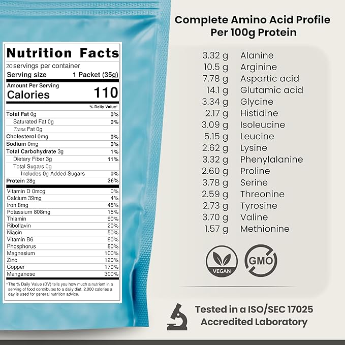 Organic Hemp Protein Powder, Plant Based and Vegan Protein Shake, Lactose and Dairy Free, Gluten
