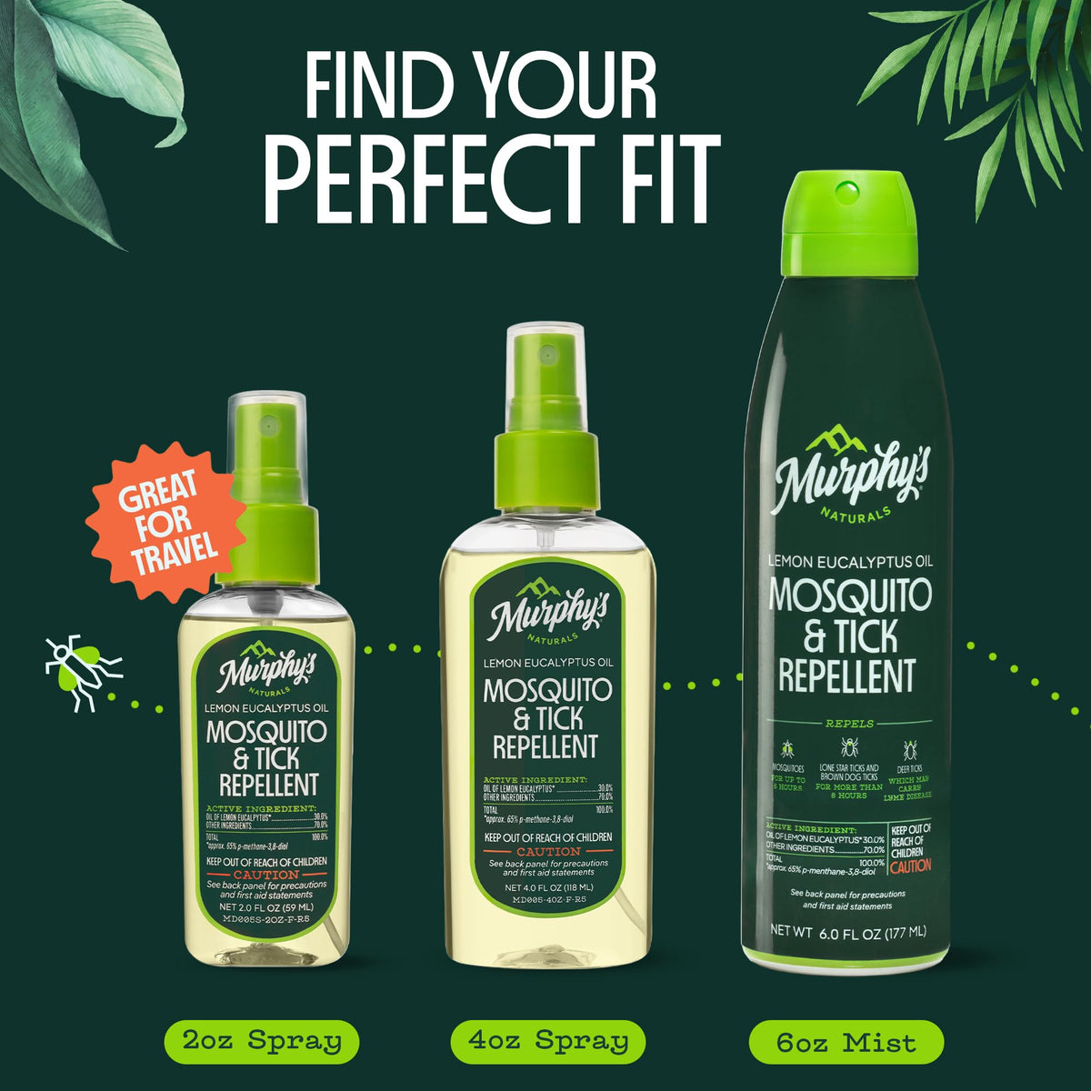 Murphy's Naturals Mosquito & Tick Bug Repellent Spray, 4 fl oz (Pack of 2)