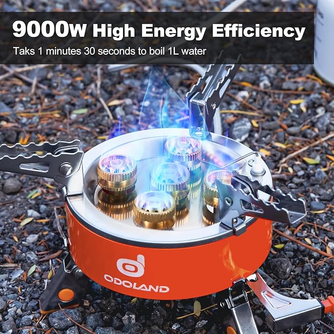 Odoland 9000W Portable Camping Stove Lightweight Camp Stove Collapsible Backpacking Stove with EVA
