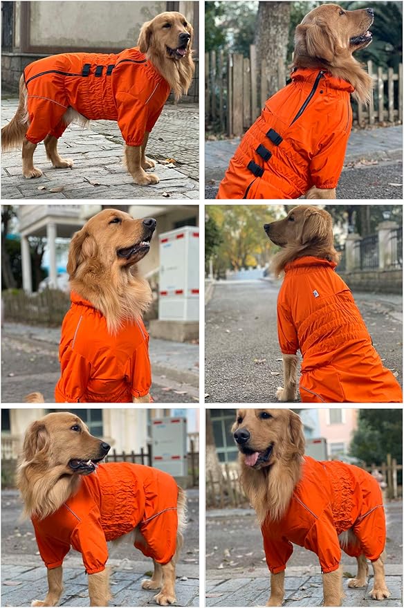 Dogs Waterproof Jacket, Lightweight Waterproof Jacket Reflective Safety Dog Raincoat Windproof