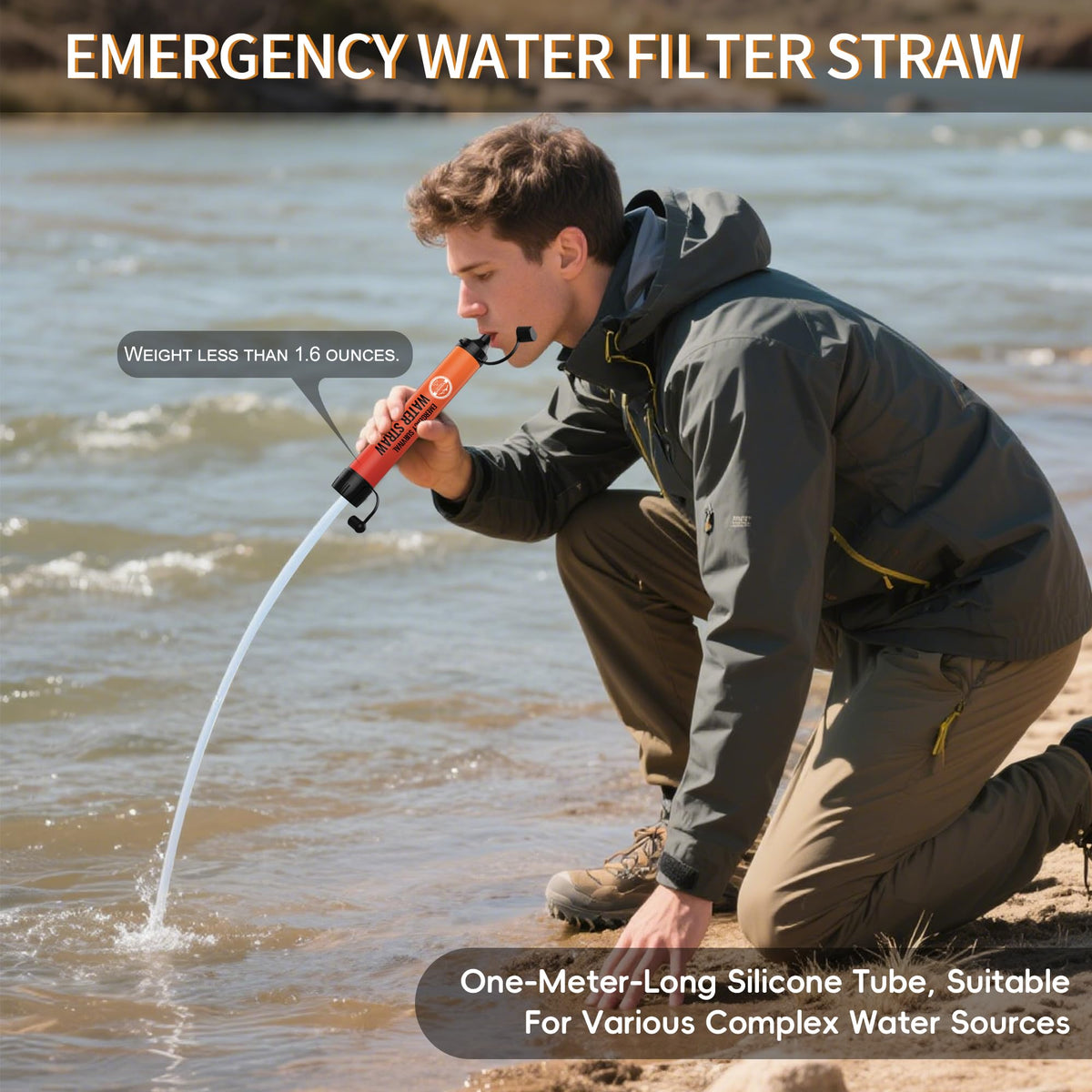 Lormandy Straw Water Filter 5 Pack - Outdoor Camping & Hiking Survival Gear