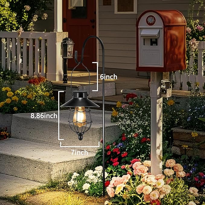 Solar Lanterns Outdoor Hanging Metal Vintage Lantern Warm White Solar Lights lamp Waterproof Edison
