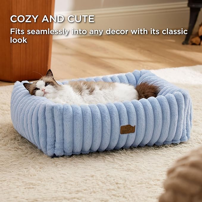 Bedsure Washable Dog Bed for Medium Dogs - Cute Furry Puppy Beds, Rectangle Orthopedic Corduroy