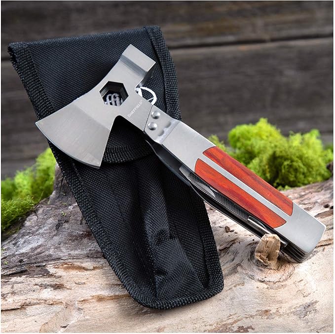 Sheffield 12301 Axe Multi Tool, 12-in-1 Camping Knives & Tools, Utility Tool Double Axe Head
