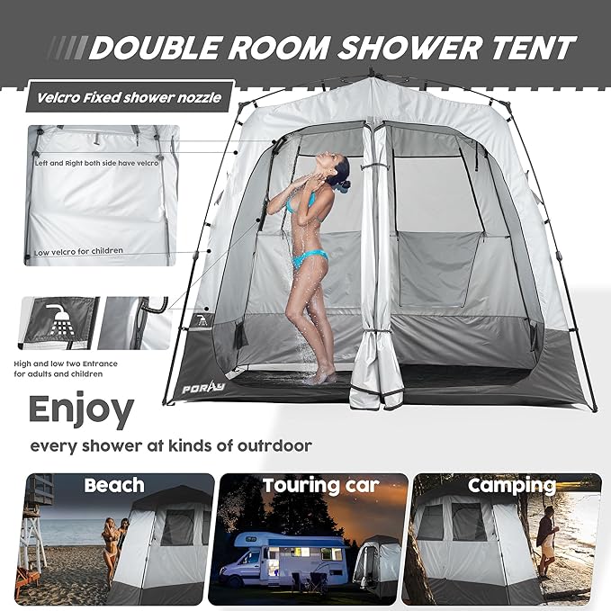 Camping Shower Tent Deluxe Changing Room Easy Set Up Privacy Shelter,Large Toilet Tent with Floor