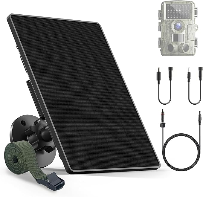 Trail Camera Solar Panel,6W Solar Battery Charger Kit 6V/2A 9V/1.5A 12V/1A with 6000mAh Battery for