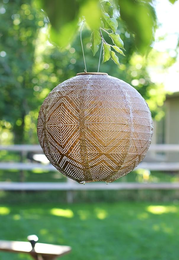 Allsop Soji Stella Market - 12" Handmade LED Outdoor Solar Lantern - Bronze