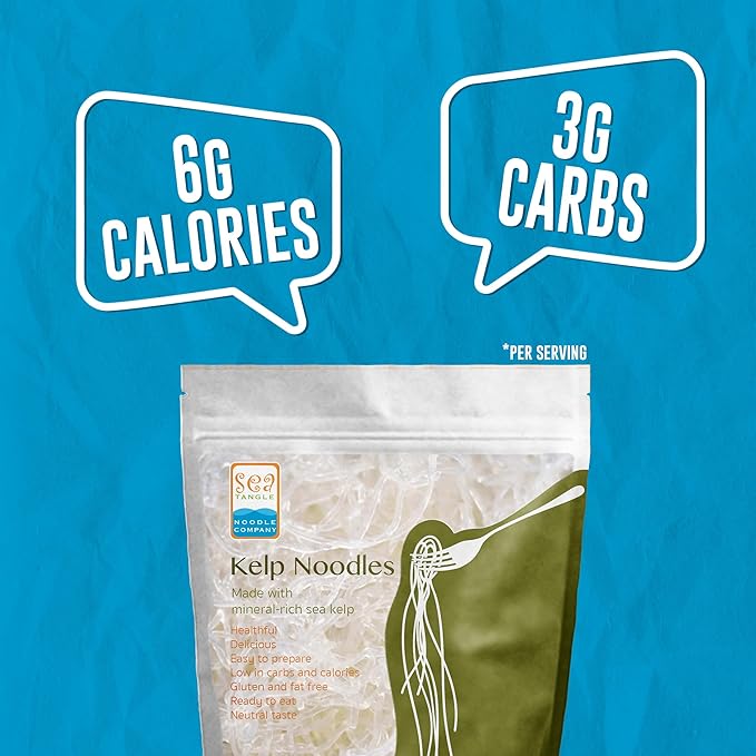 Sea Tangle Kelp Noodles (12oz) - Low Calorie Asian Noodles for Healthy Noodle Dishes - Gluten Free