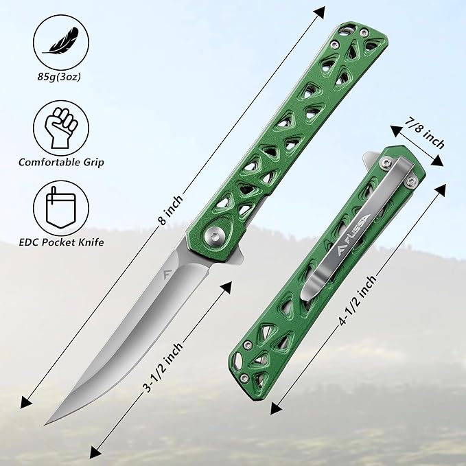 FLISSA Folding Knife, 4.5" Folding Pocket Knife, Hollow-out Design Handle, Tactical Pocket Knife
