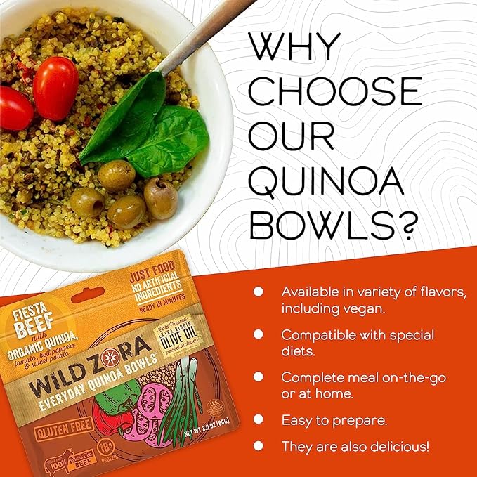 Wild Zora Organic Quinoa Bowls - Quick Prepared Meals, Instant Tasty Bowls, Pantry Staples