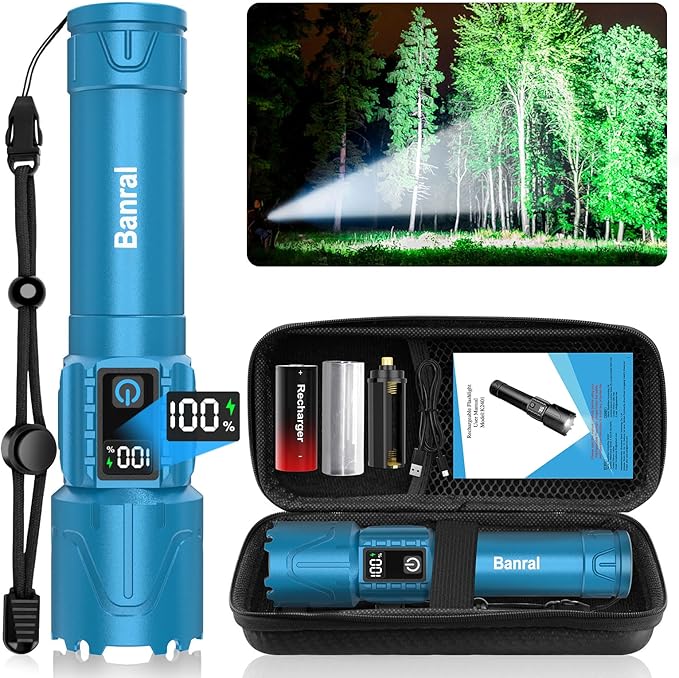 Rechargeable Flashlights High Lumens - Super Bright LED Tactical Flash Light, Powerful Waterproof