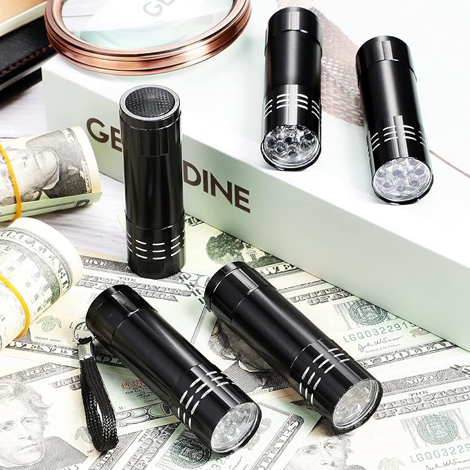Riakrum 12 Pieces UV Blacklight Flashlights LED Handheld Mini Light Flashlight Small Portable