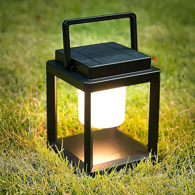 Outdoor Table Lamp, LED Solar Outdoor Lantern, Portable Rechargeable Solar Lamp Waterproof, Touch