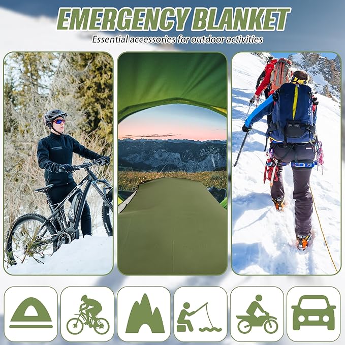 Kanayu 4 Pcs Emergency Thermal Survival Blankets 82 x 60 Inch,Heavy Duty Emergency Poncho Tarp