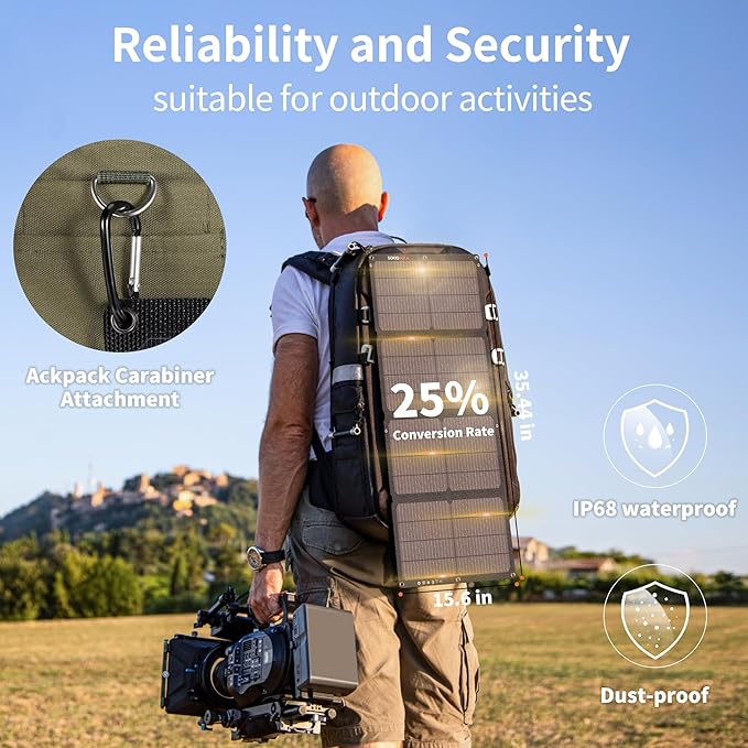 N-Type 16BB 60W Portable Solar Panels NextGen Foldable Solar Panel Charger Kit 25% Efficiency with