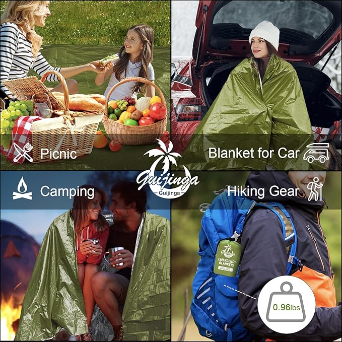 3-Pack Emergency Blanket, Extra-Thick Extra-Large Survival Blanket, Thermal Reflective Emergency