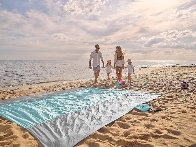 WEKAPO Beach Blanket Sandproof Waterproof, Extra Large Beach Mat, Oversized & Compact Sand Free Mat